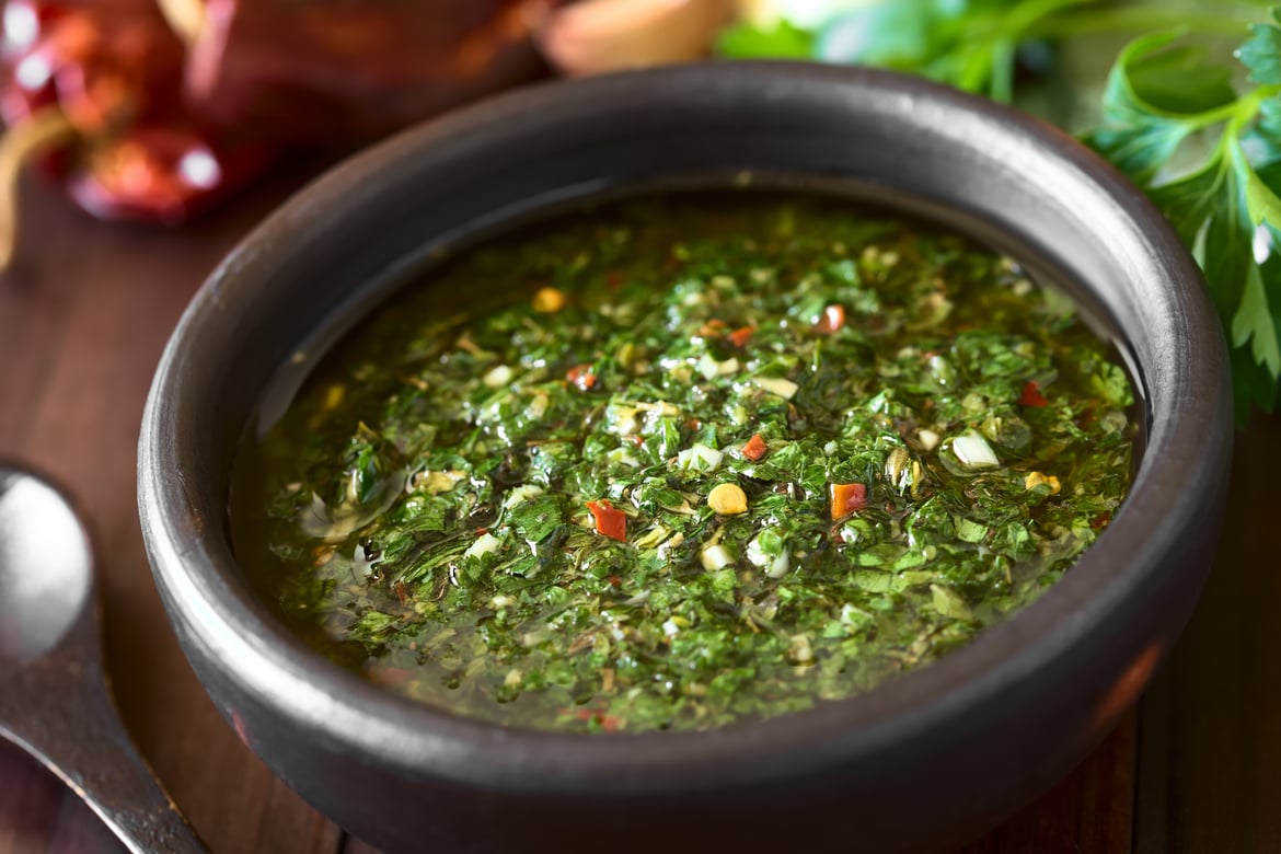 Raw homemade Argentinian green Chimichurri